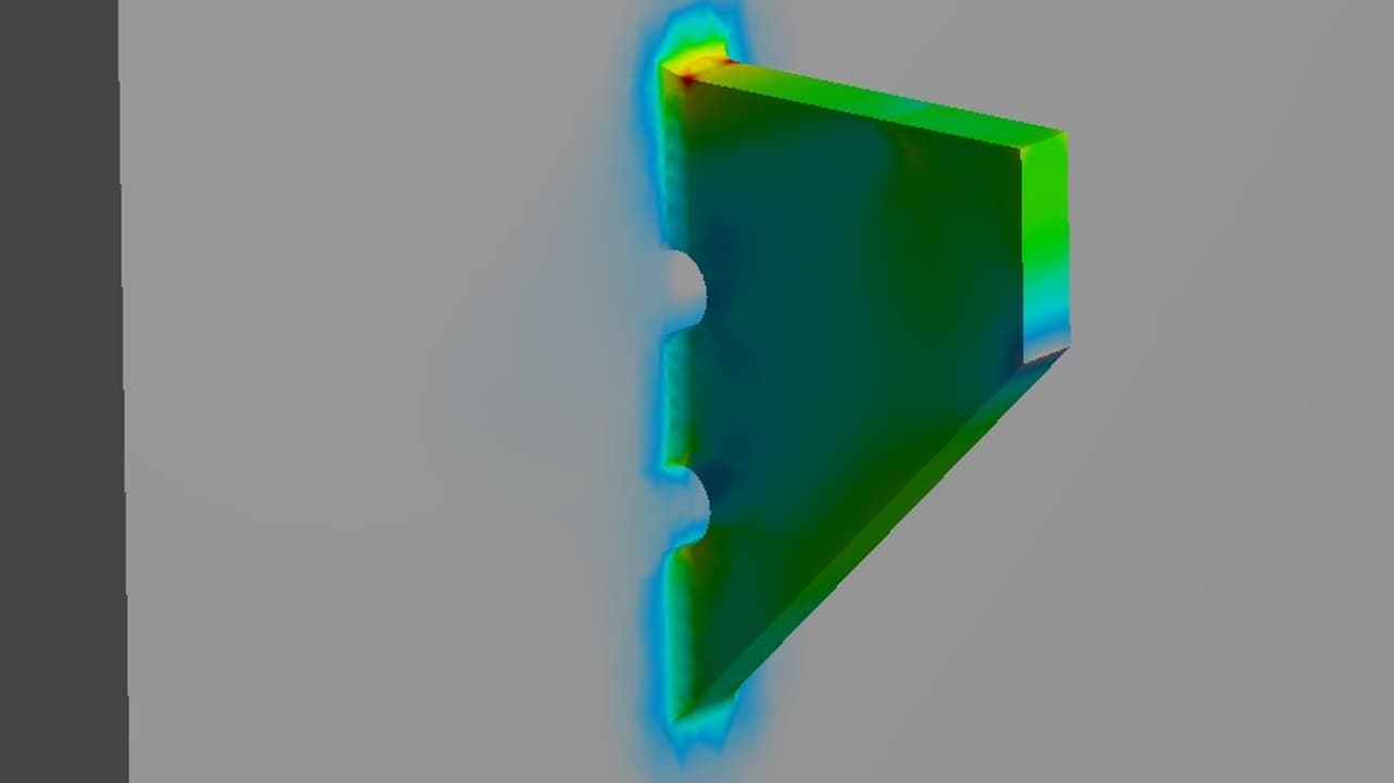 Finite element analysis stress plot of a vessel support bracket